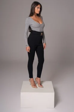 Black Golden Buckled Pants*JLUXLABEL Hot