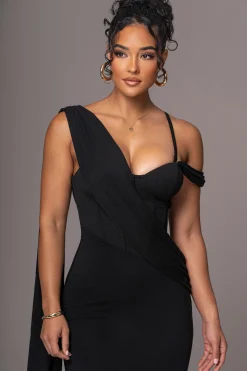 Black Grand Entrance Drape Dress*JLUXLABEL New