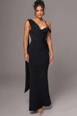 Black Grand Entrance Drape Dress*JLUXLABEL New