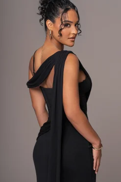 Black Grand Entrance Drape Dress*JLUXLABEL New