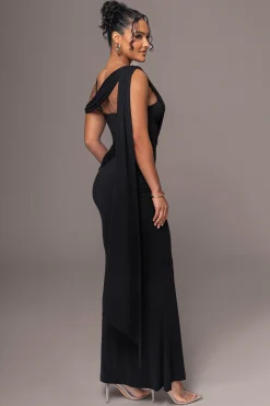Black Grand Entrance Drape Dress*JLUXLABEL New
