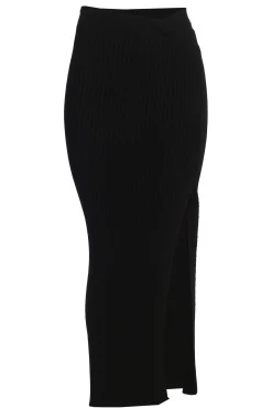 Black Hamptons Ribbed Slit Skirt*JLUXLABEL Best