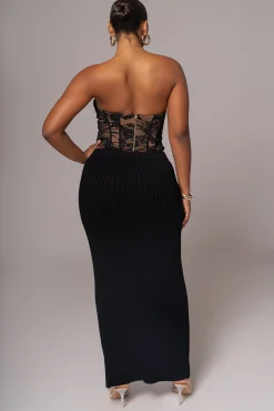 Black Hamptons Ribbed Slit Skirt*JLUXLABEL Best