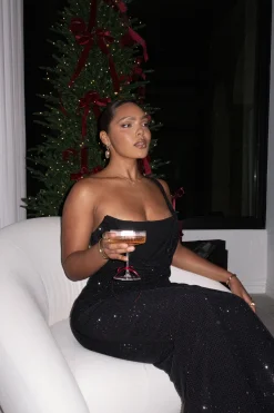 Black Hot Fix Krishna Maxi Dress*JLUXLABEL Fashion