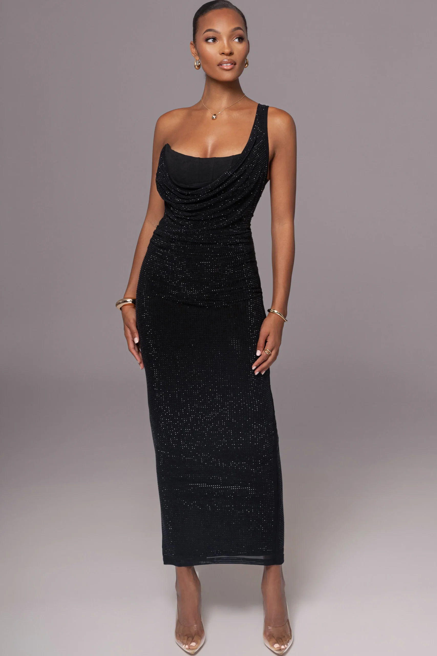 Black Hot Fix Krishna Maxi Dress*JLUXLABEL Fashion