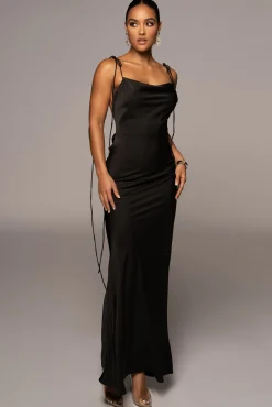 Black Irresistible Satin Maxi Dress*JLUXLABEL Discount