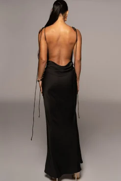 Black Irresistible Satin Maxi Dress*JLUXLABEL Discount