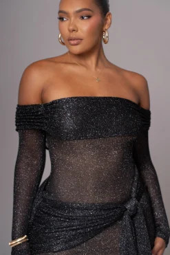 Black Island Elegance Drape Dress*JLUXLABEL Fashion