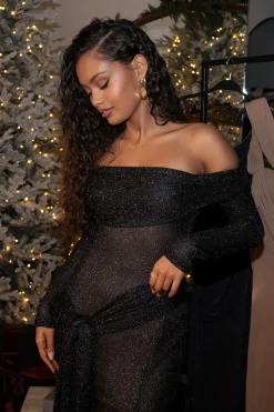 Black Island Elegance Drape Dress*JLUXLABEL Fashion