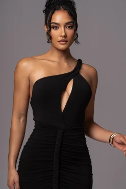 Black Jess Ruched Midi Dress*JLUXLABEL Clearance