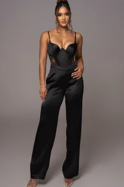 Black Joana Cutout Satin Trousers*JLUXLABEL Hot