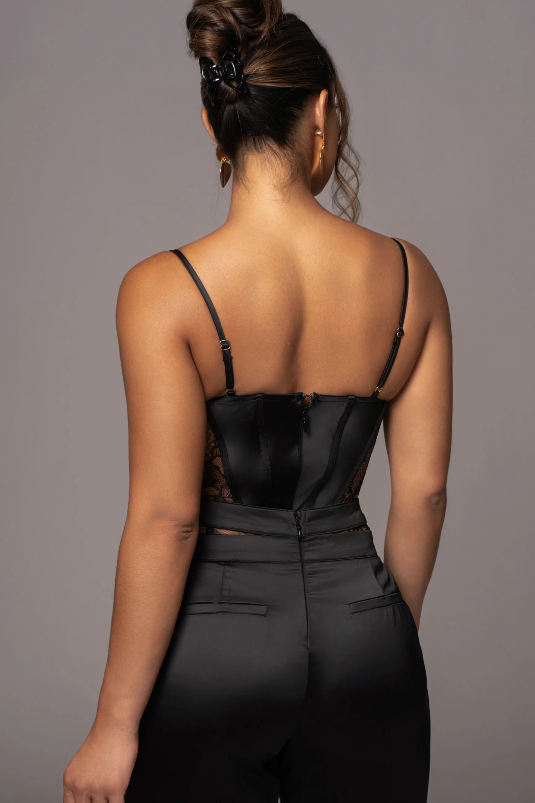 Black Joana Cutout Satin Trousers*JLUXLABEL Hot