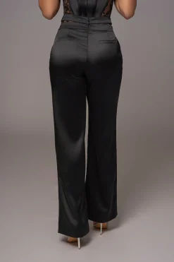 Black Joana Cutout Satin Trousers*JLUXLABEL Hot