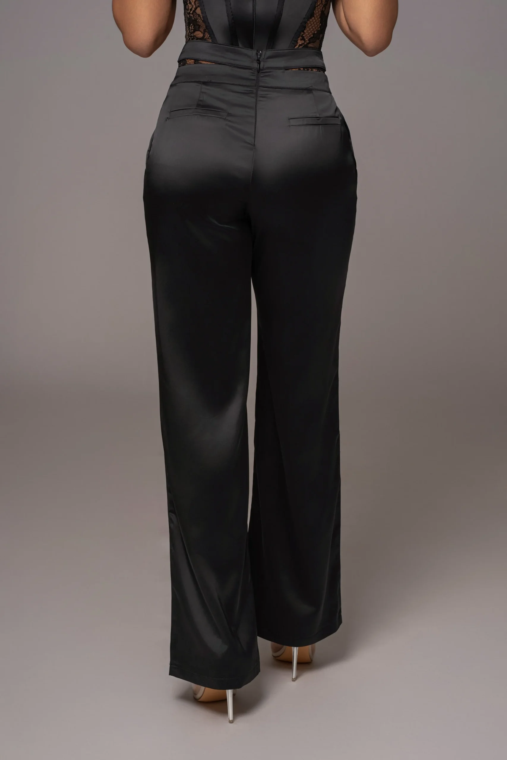 Black Joana Cutout Satin Trousers*JLUXLABEL Hot