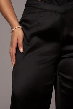 Black Joana Cutout Satin Trousers*JLUXLABEL Hot