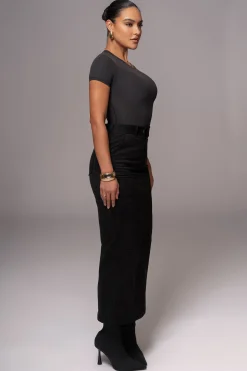 Black Joy Suede Maxi Skirt*JLUXLABEL Online