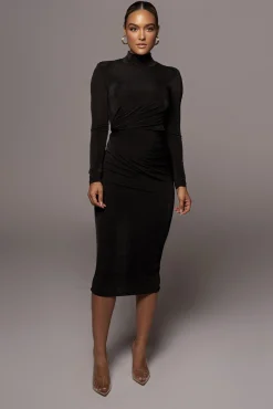 Black Kara Mock Neck Dress*JLUXLABEL Outlet