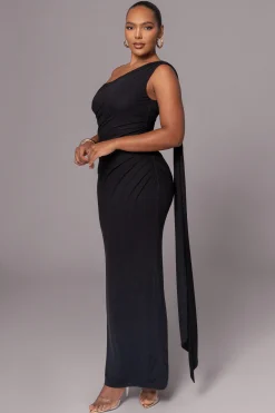 Black Kianna Drape Maxi Dress*JLUXLABEL Sale