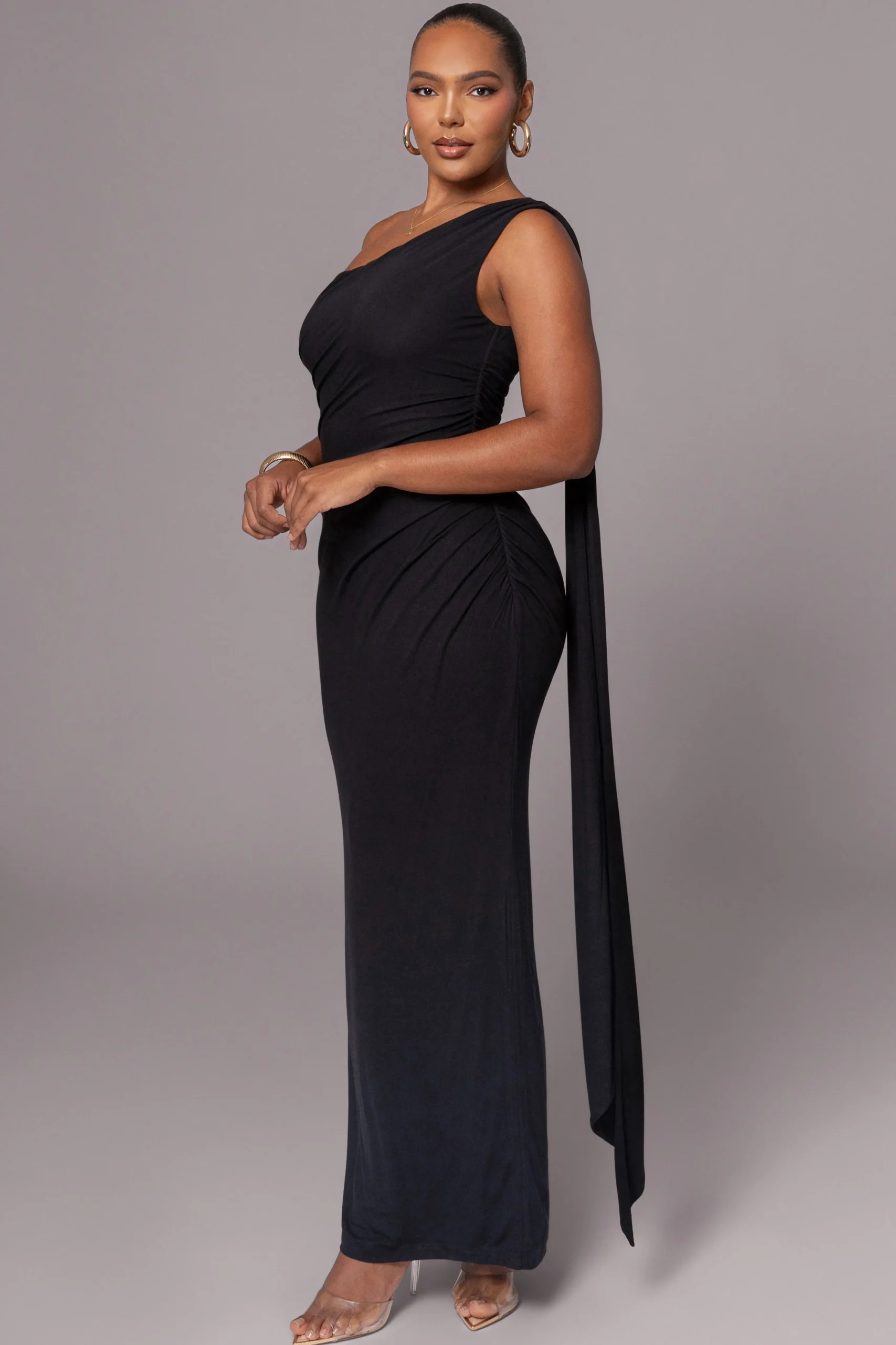 Black Kianna Drape Maxi Dress*JLUXLABEL Sale