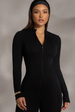 Black Kris Front Zipper Jumpsuit*JLUXLABEL Discount