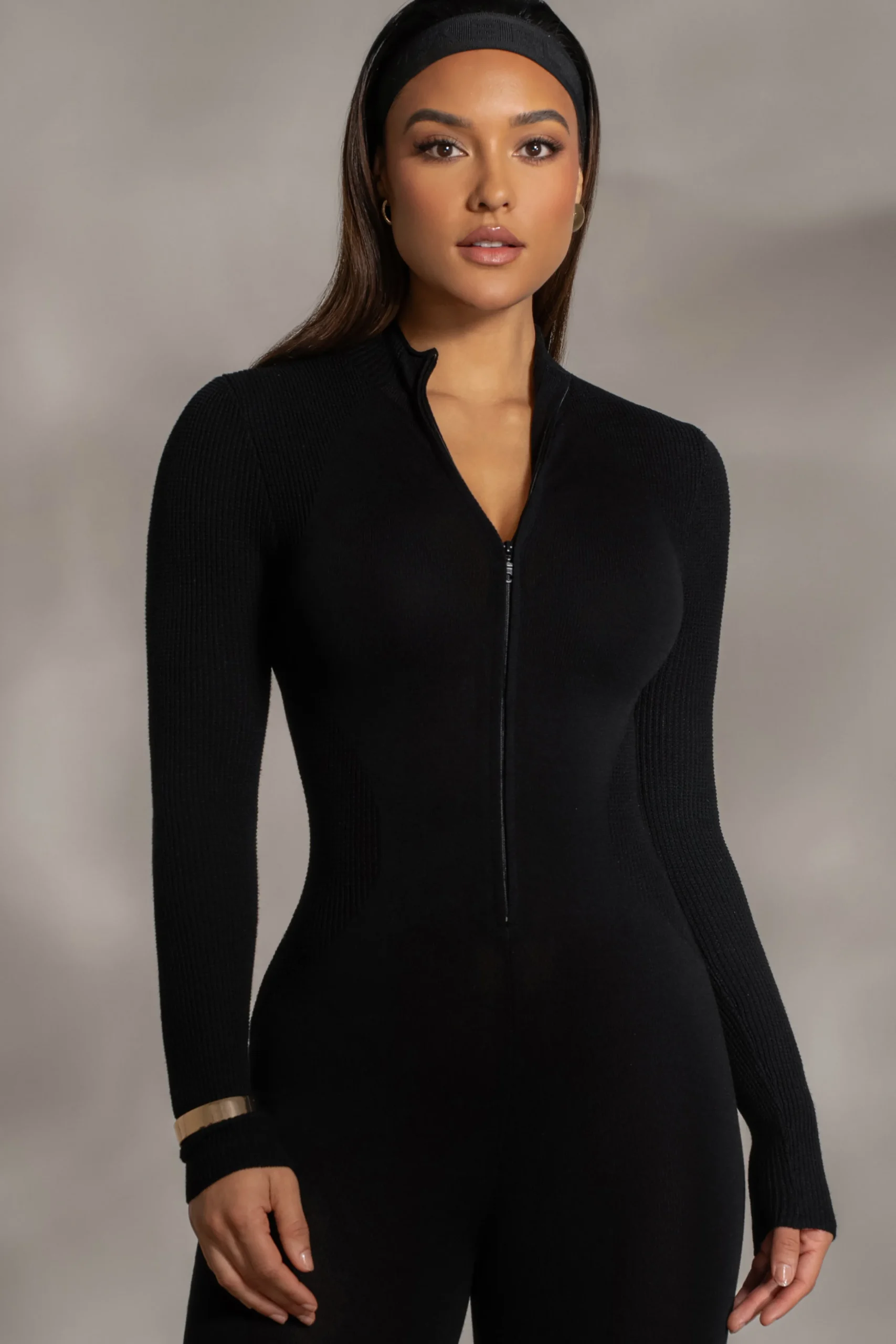 Black Kris Front Zipper Jumpsuit*JLUXLABEL Discount