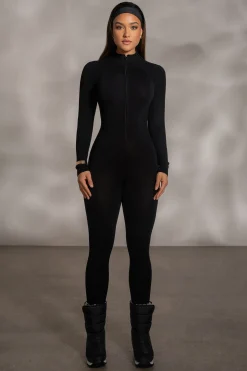 Black Kris Front Zipper Jumpsuit*JLUXLABEL Discount