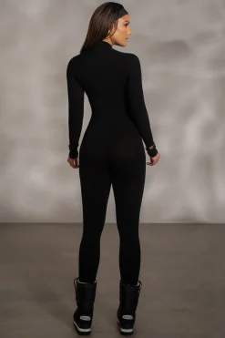 Black Kris Front Zipper Jumpsuit*JLUXLABEL Discount