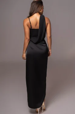 Black KRISTIANA SLIT DRESS*JLUXLABEL Discount