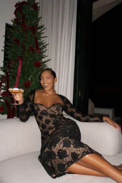 Black Lace Sweetheart Maxi Dress*JLUXLABEL Sale