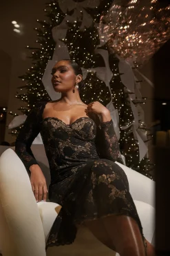 Black Lace Sweetheart Maxi Dress*JLUXLABEL Sale