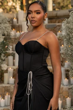 Black Leo Matte Satin Bustier*JLUXLABEL New