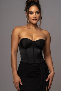 Black Leo Matte Satin Bustier*JLUXLABEL New