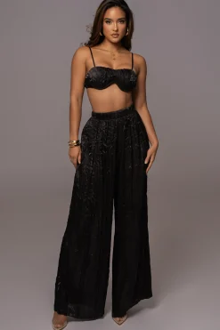Black Lets Get Away Satin Pant Set*JLUXLABEL Clearance