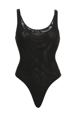 Black Mesh Essentials Tank Bodysuit Undergarment*JLUXLABEL Online