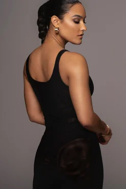 Black Mesh Essentials Tank Bodysuit Undergarment*JLUXLABEL Online