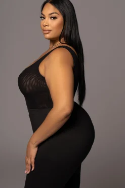 Black Mesh Essentials Tank Bodysuit Undergarment*JLUXLABEL Online