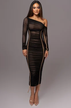 Black Monika Midi Dress*JLUXLABEL Outlet