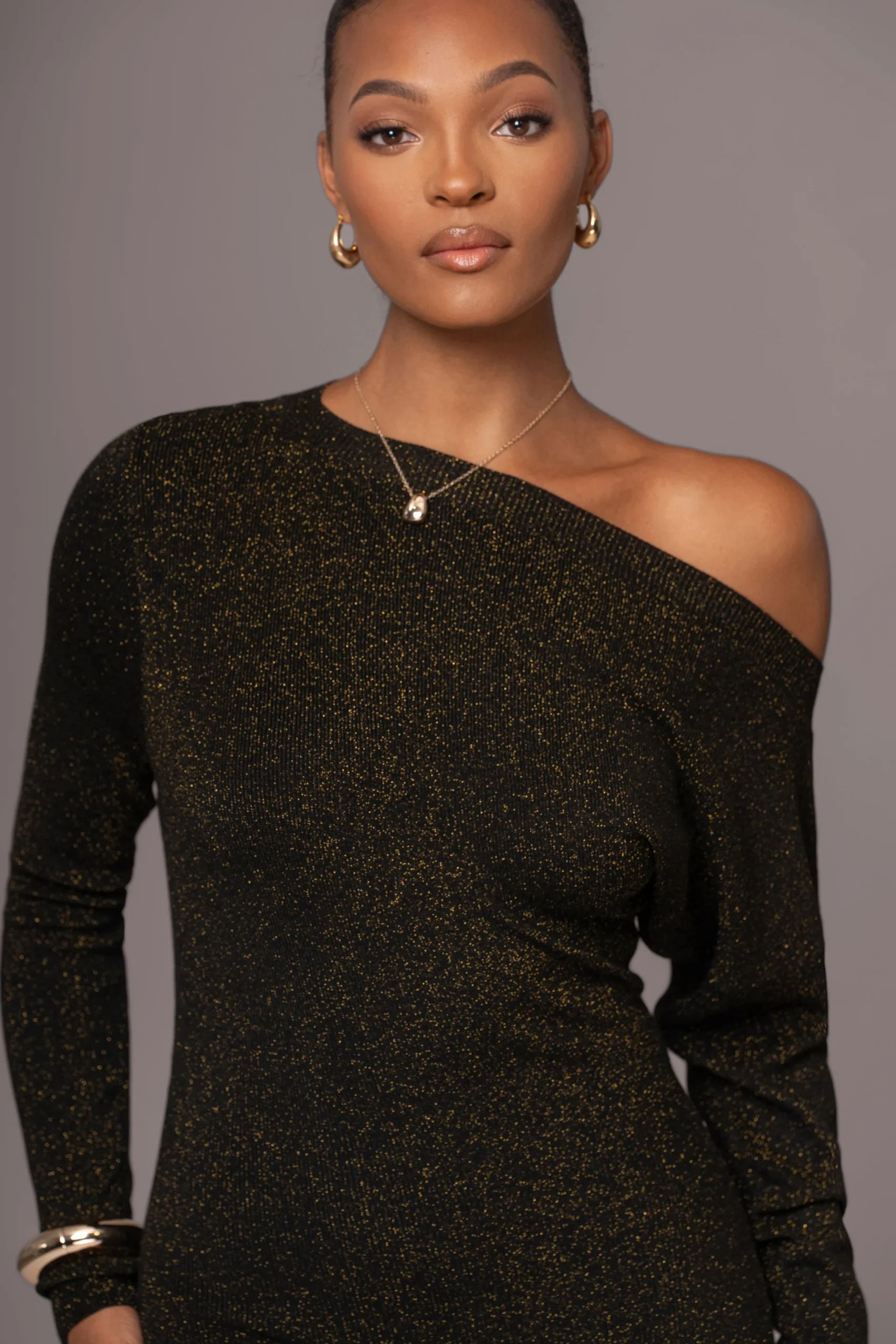 Black Night Shimmers Asymmetrical Maxi Dress*JLUXLABEL Hot