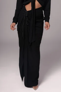 Black Noelia Linen Slit Skirt*JLUXLABEL Hot