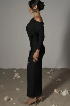 Black Odelia Crinkled Maxi Dress*JLUXLABEL Clearance