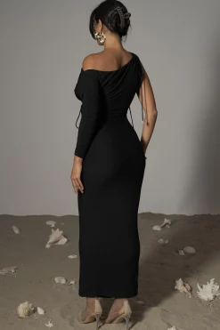 Black Odelia Crinkled Maxi Dress*JLUXLABEL Clearance