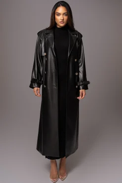 Black Odin Faux Leather Coat*JLUXLABEL Sale