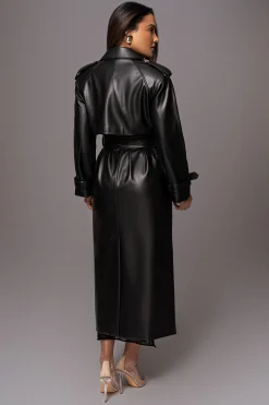 Black Odin Faux Leather Coat*JLUXLABEL Sale