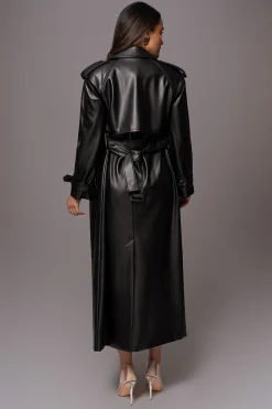 Black Odin Faux Leather Coat*JLUXLABEL Sale