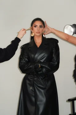 Black Odin Faux Leather Coat*JLUXLABEL Sale