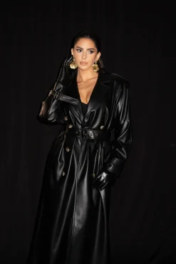 Black Odin Faux Leather Coat*JLUXLABEL Sale