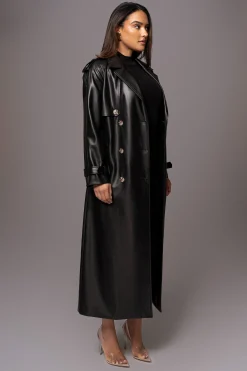 Black Odin Faux Leather Coat*JLUXLABEL Sale