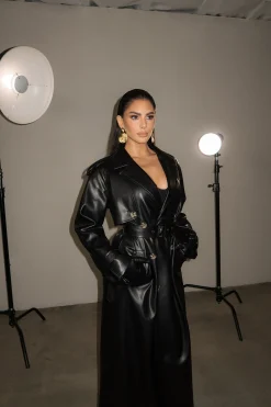 Black Odin Faux Leather Coat*JLUXLABEL Sale