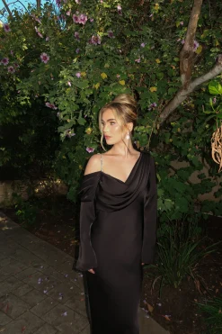 Black One And Only Satin Dress*JLUXLABEL Clearance