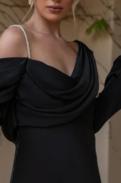 Black One And Only Satin Dress*JLUXLABEL Clearance